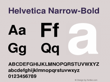 Helvetica Narrow-Bold Version 001.003 Font Sample