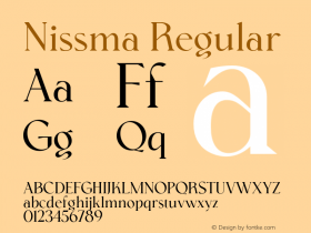 Nissma Regular Version 1.000;FEAKit 1.0 Font Sample