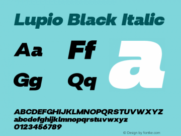 Lupio-BlackItalic Version 1.000 Font Sample