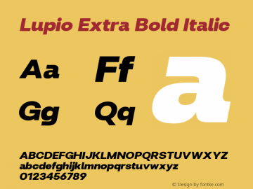 Lupio-ExtraBoldItalic Version 1.000 Font Sample