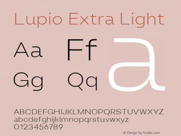 Lupio-ExtraLight Version 1.000 Font Sample