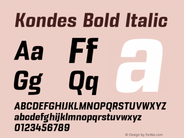 Kondes-BoldItalic Version 1.000 Font Sample