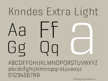 Kondes-ExtraLight Version 1.000 Font Sample