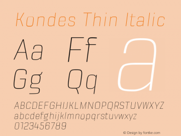 Kondes-ThinItalic Version 1.000图片样张