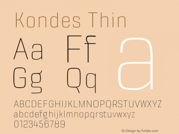 Kondes-Thin Version 1.000 Font Sample