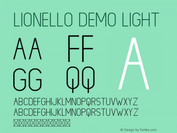 LIONELLO DEMO Light Version 1.002;Fontself Maker 3.1.2 Font Sample