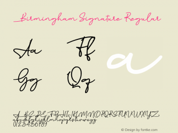 Birmingham Signature Version 1.00;July 30, 2019;FontCreator 11.5.0.2430 64-bit图片样张