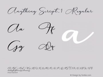 Anything Script_1 Version 1.00;August 29, 2019;FontCreator 11.5.0.2430 64-bit图片样张