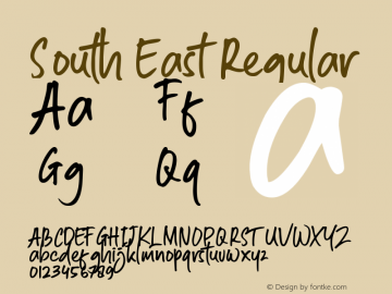 South East Version 1.00;October 13, 2019;FontCreator 11.5.0.2422 64-bit Font Sample