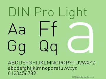 DIN Pro Light Version 7.504; 2005; Build 1020 Font Sample