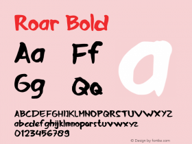 Roar Bold Version 1.00;October 18, 2019;FontCreator 11.5.0.2430 64-bit Font Sample