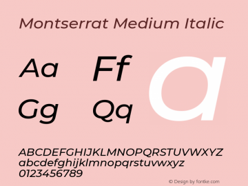 Montserrat Medium Italic Version 7.200图片样张