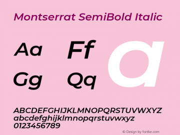 Montserrat SemiBold Italic Version 7.200图片样张