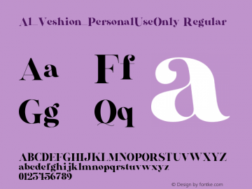 Al_Veshion_PersonalUseOnly Version 001.000 Font Sample