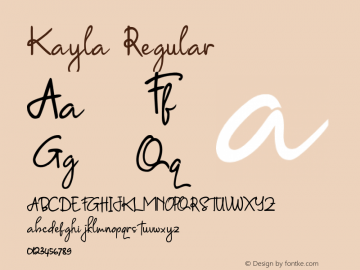 Kayla Version 1.00;February 9, 2020;FontCreator 12.0.0.2525 64-bit Font Sample