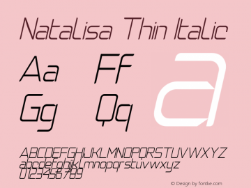 Natalisa Thin Italic Version 1.00;March 27, 2020;FontCreator 13.0.0.2613 64-bit图片样张