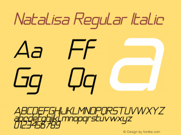 Natalisa Regular Italic Demo Regular Italic Version 1.00;April 15, 2020;FontCreator 13.0.0.2620 64-bit图片样张