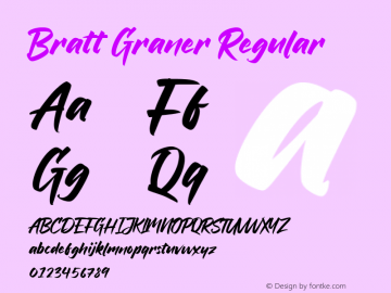 Bratt Graner Version 1.00;April 16, 2020;FontCreator 12.0.0.2547 64-bit图片样张