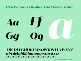 Blacker Sans Display Trial Heavy Italic Version 1.000 Font Sample