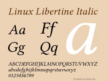 Linux Libertine Italic Version 5.0.1 Font Sample
