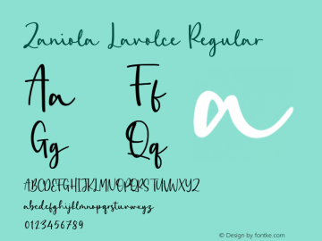 Zaniola Lavolce Version 1.00;July 4, 2020;FontCreator 11.5.0.2430 64-bit Font Sample