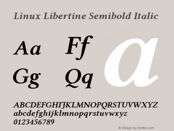 Linux Libertine Semibold Italic Version 5.0.0图片样张