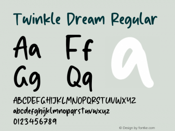 Twinkle Dream Version 1.00;August 22, 2020;FontCreator 11.5.0.2430 64-bit Font Sample