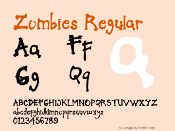 Zombies Version 1.00;October 28, 2020;FontCreator 13.0.0.2672 64-bit Font Sample