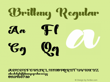 Brithny Version 1.00;November 12, 2020;FontCreator 12.0.0.2567 64-bit图片样张