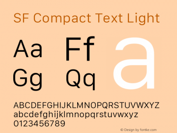 SF Compact Text Light Version 16.0d18e1 Font Sample