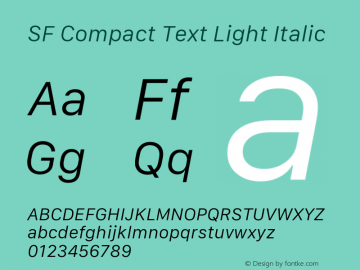 SF Compact Text Light Italic Version 16.0d18e1 Font Sample
