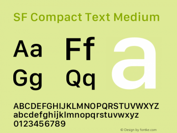 SF Compact Text Medium Version 16.0d18e1 Font Sample
