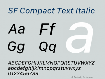 SF Compact Text Italic Version 16.0d18e1 Font Sample