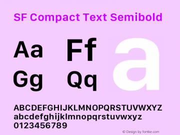 SF Compact Text Semibold Version 16.0d18e1 Font Sample