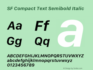 SF Compact Text Semibold Italic Version 16.0d18e1 Font Sample
