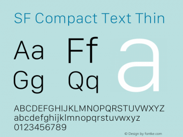 SF Compact Text Thin Version 16.0d18e1 Font Sample