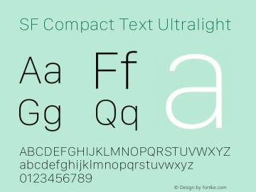 SF Compact Text Ultralight Version 16.0d18e1 Font Sample