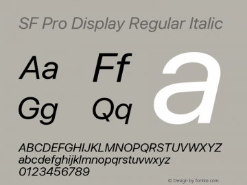 SF Pro Display Regular Italic Version 16.0d18e1图片样张