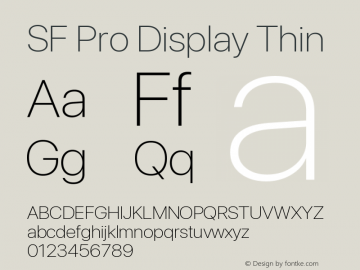 SF Pro Display Thin Version 16.0d18e1图片样张