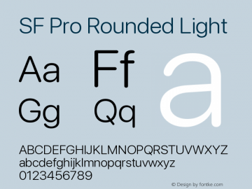 SF Pro Rounded Light Version 16.0d18e1 Font Sample