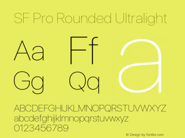 SF Pro Rounded Ultralight Version 16.0d18e1 Font Sample