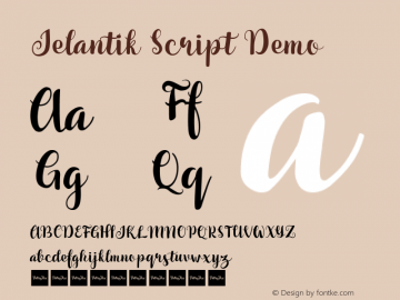 Jelantik Script Demo Version 1.001;Fontself Maker 3.5.4 Font Sample