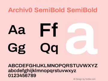 Archiv0 SemiBold Version 1.004; ttfautohint (v1.8) Font Sample