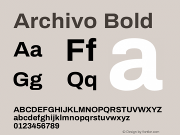 Archivo Bold Version 1.004; ttfautohint (v1.8)图片样张