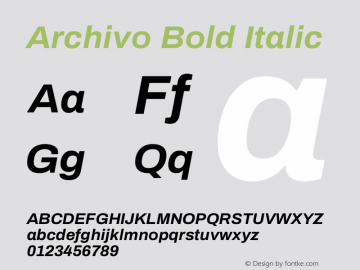 Archivo Bold Italic Version 1.004; ttfautohint (v1.8)图片样张