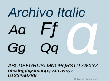 Archivo Italic Version 1.004; ttfautohint (v1.8)图片样张