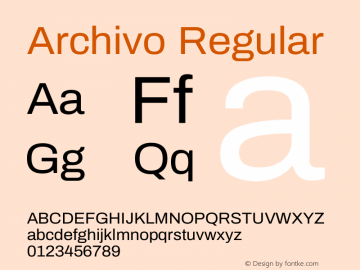 Archivo Regular Version 1.004; ttfautohint (v1.8) Font Sample