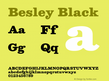Besley Black Version 2.000; ttfautohint (v1.8.3) Font Sample