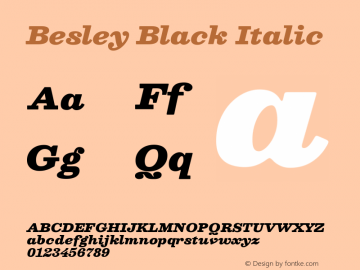 Besley Black Italic Version 2.000; ttfautohint (v1.8.3) Font Sample