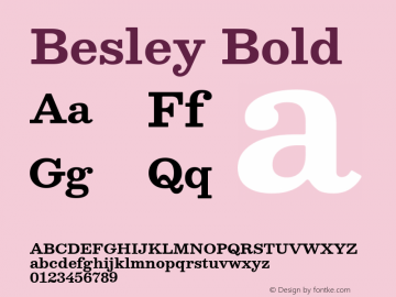 Besley Bold Version 2.000; ttfautohint (v1.8.3) Font Sample